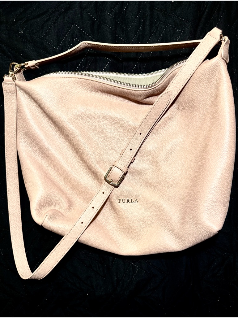 Furla Warm Beige Pebbled Leather Hobo Bag